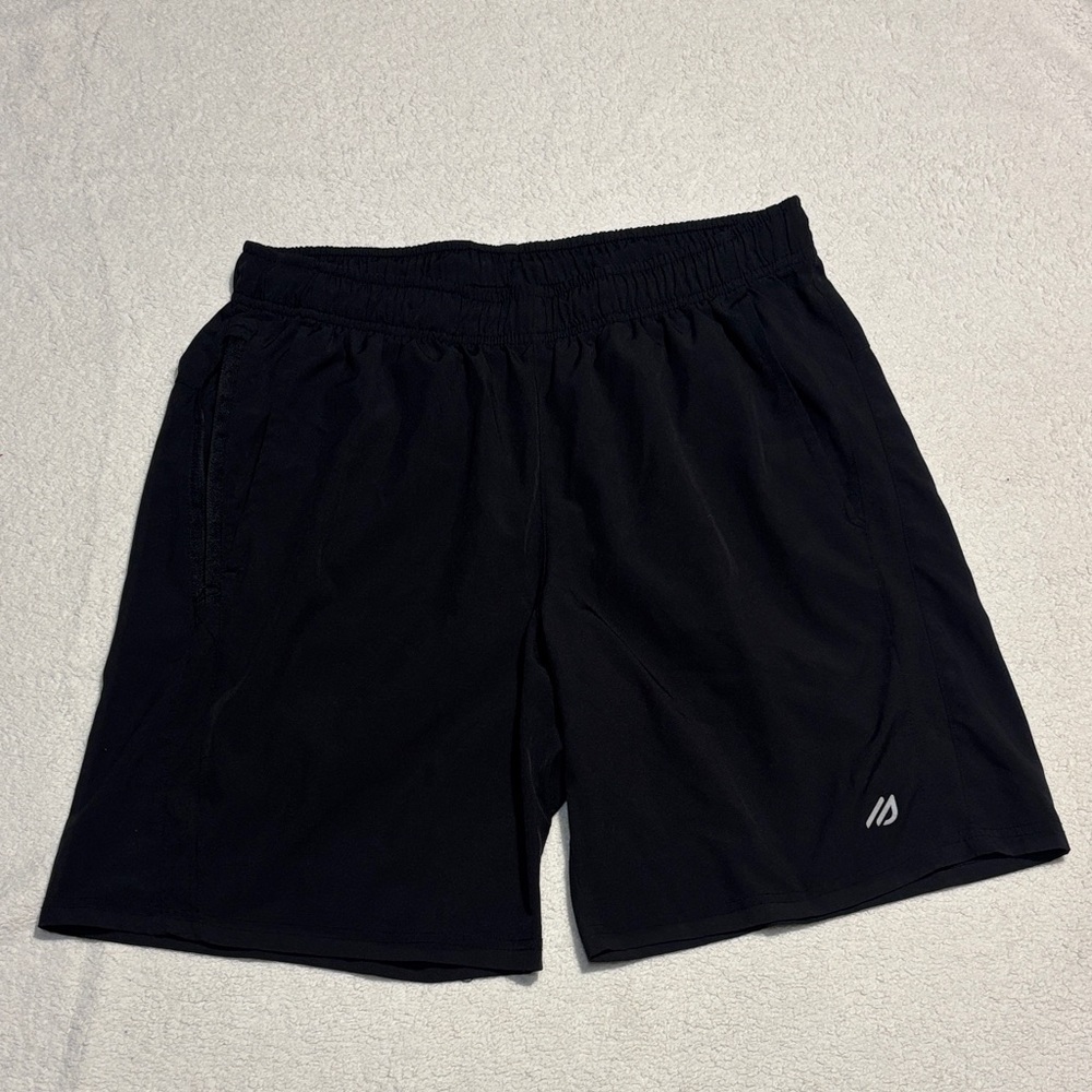 Men's Black Athletic 8” Shorts Eddie Bauer Zippered Pockets